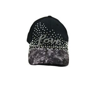 Black Grey Bling Rhinestone Studded Hip Hop Streetwear style Baseball Cap Hat
